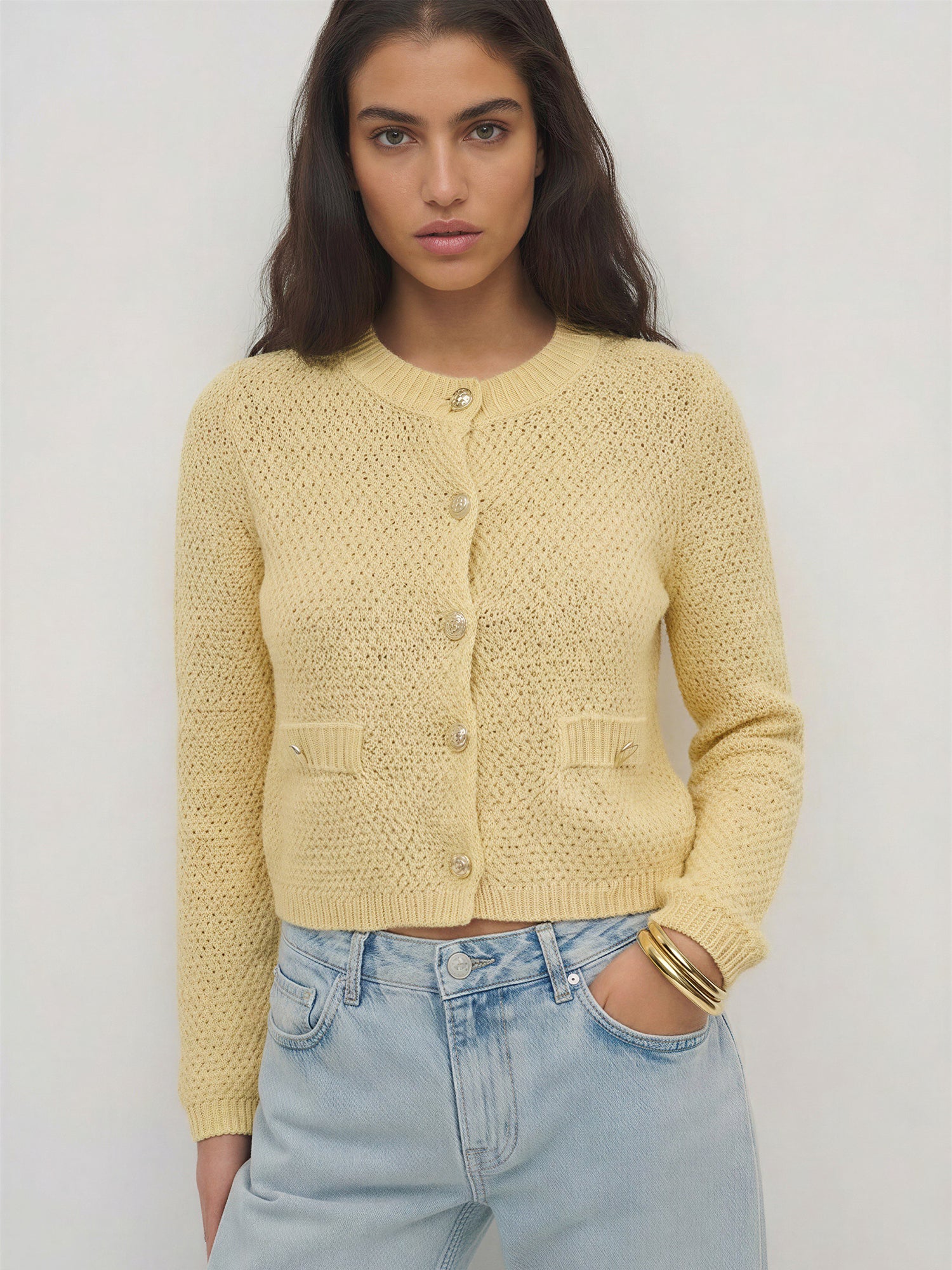 Long Sleeves Textured Knit Lady Jacket Cardigan – New York & Company