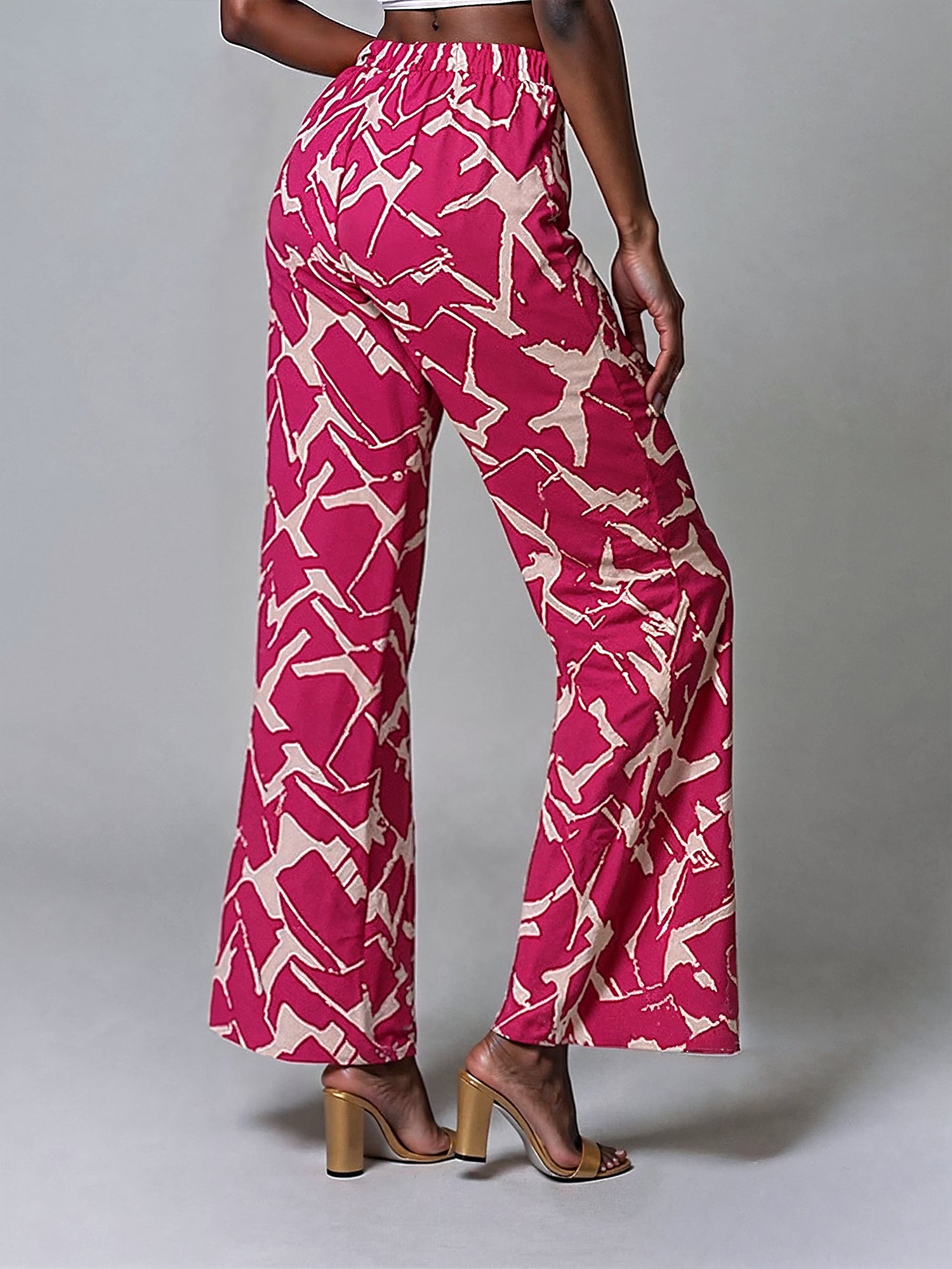 Abstract Print Wide Leg Pants