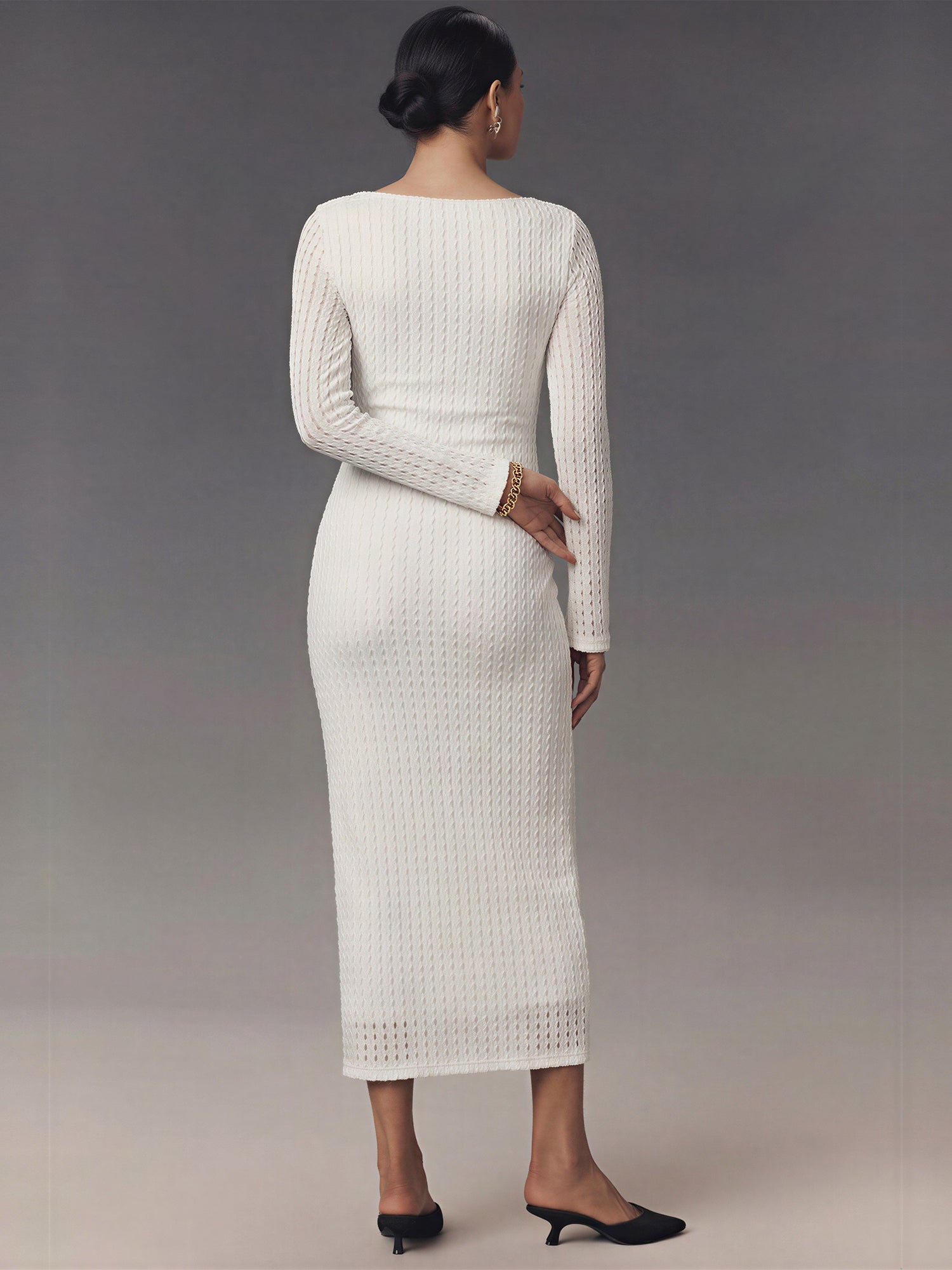 long sleeve open knit dress Women's The Breeze In My Hair White Open Knit Cover Up Mini Dress | Size: L