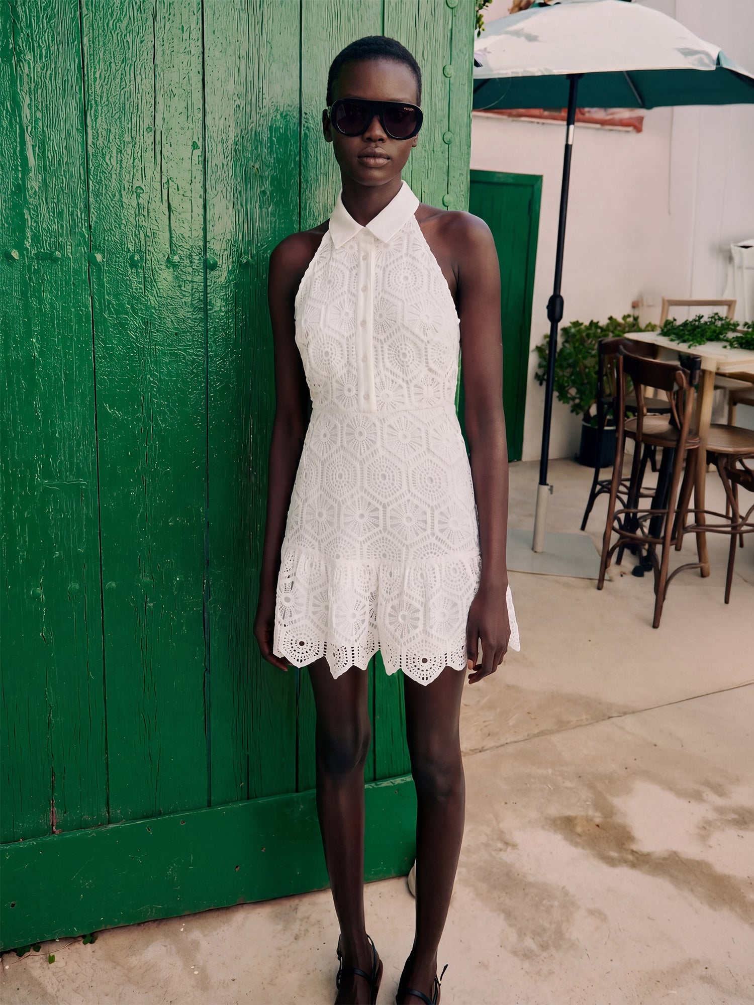 eyelet lace shirt dress EYELET SHIRT DRESS White / Medium