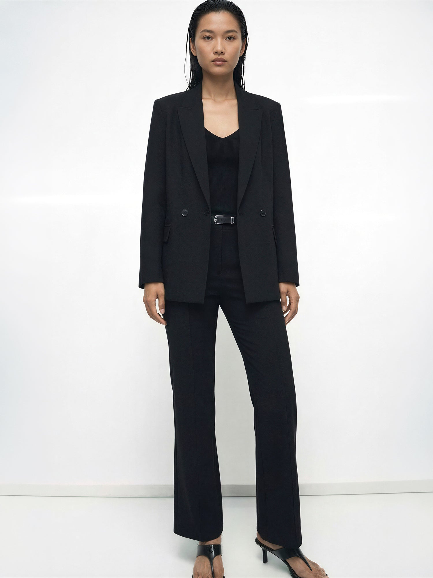 Ponte Bootcut Mid Rise Front Seam Pants - MEDIUM / Black