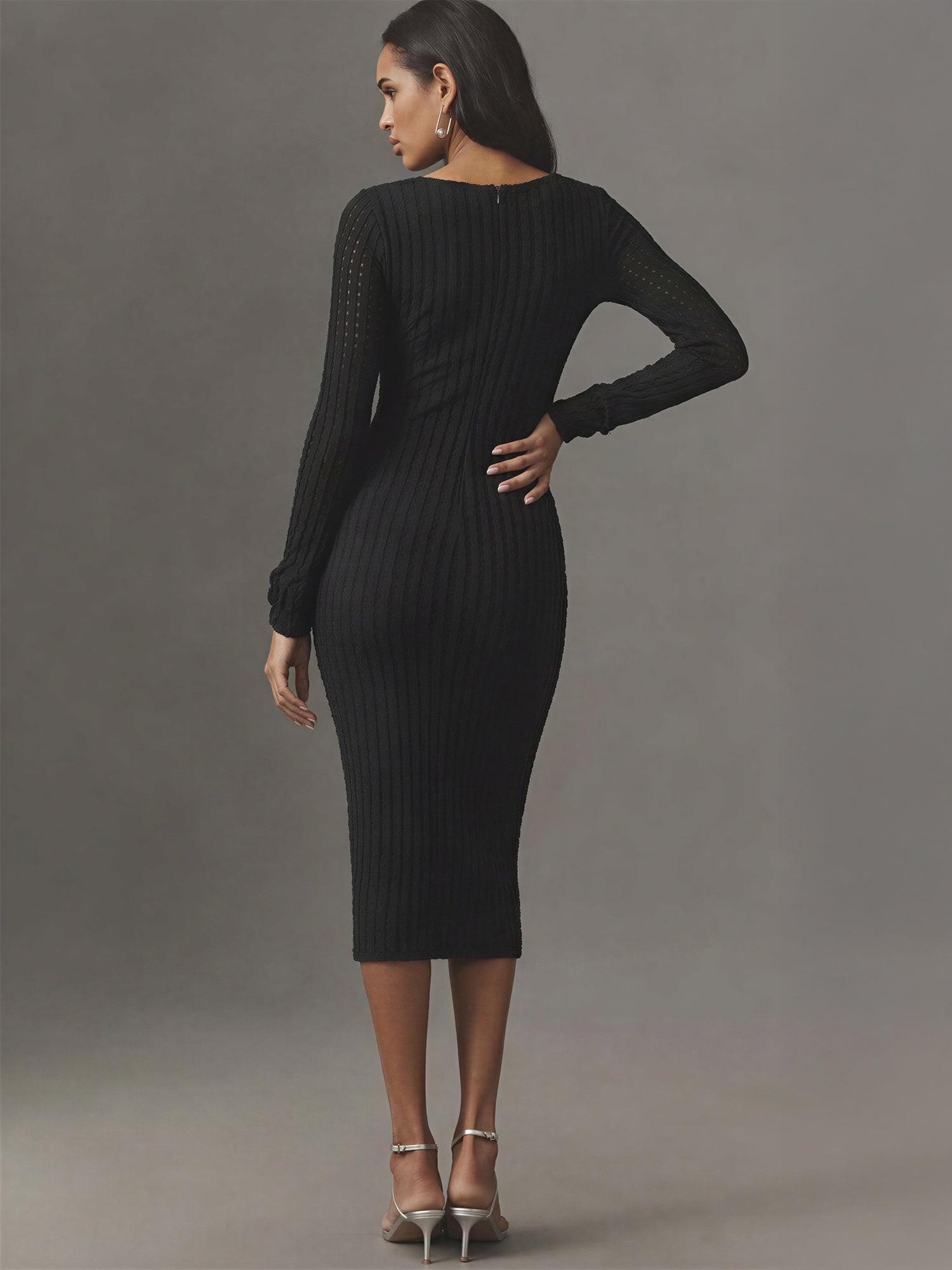 long sleeve open knit dress The Breeze In My Hair Black Open Knit Cover Up Mini Dress