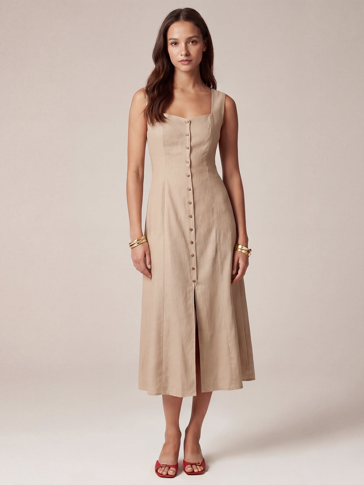 a line button down dress Veronica Beard Steiner Button-Down Mini | Pistachio Machine Wash White Linen Cotton Midi Dress