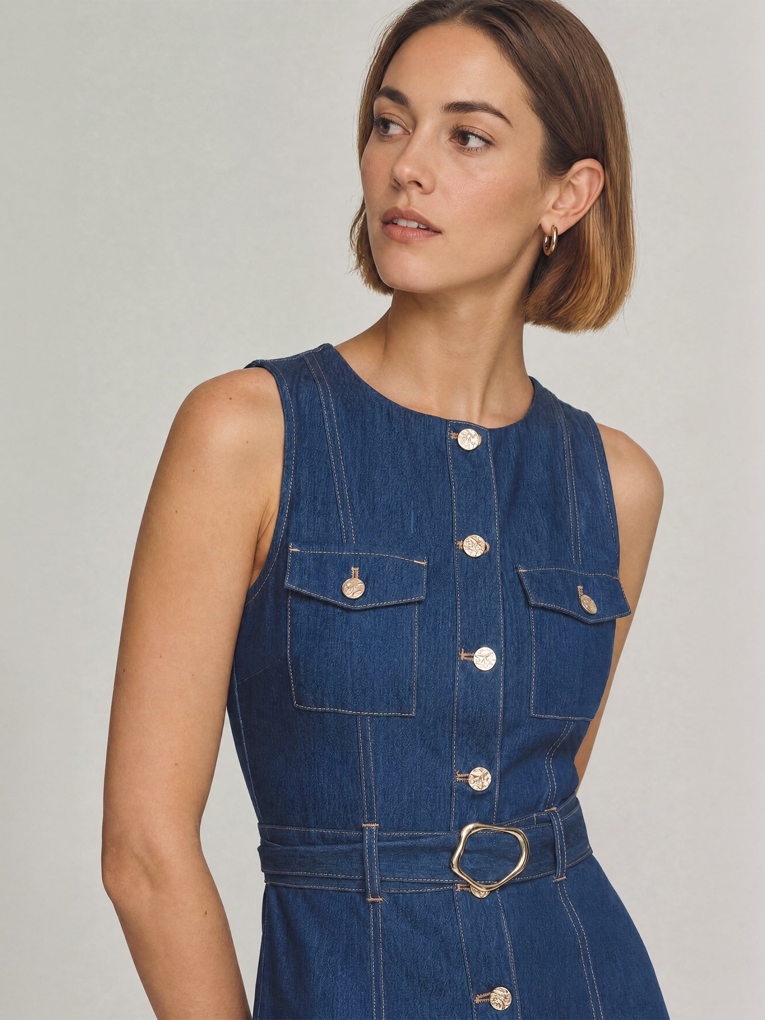 sleeveless button down midi dress Red Button Sleeveless Midi Dress