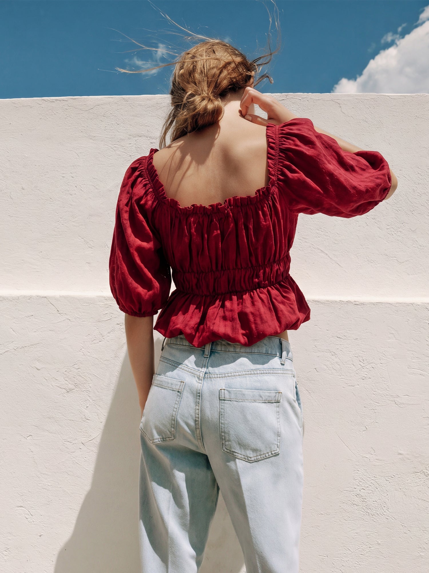Linen Blend Bohemian Peplum Lace Top – New York & Company
