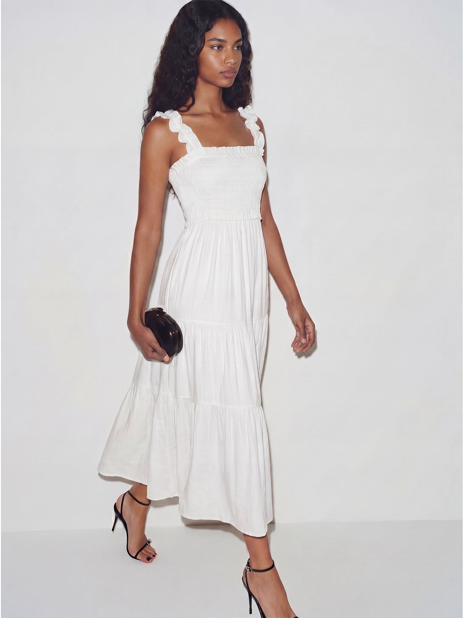 Sleeveless Tiered Gauze Nap A-Line Maxi Sun Dress - SMALL / Black Sleeveless Tiered Gauze Nap A-Line Maxi Sun Dress - SMALL / Black