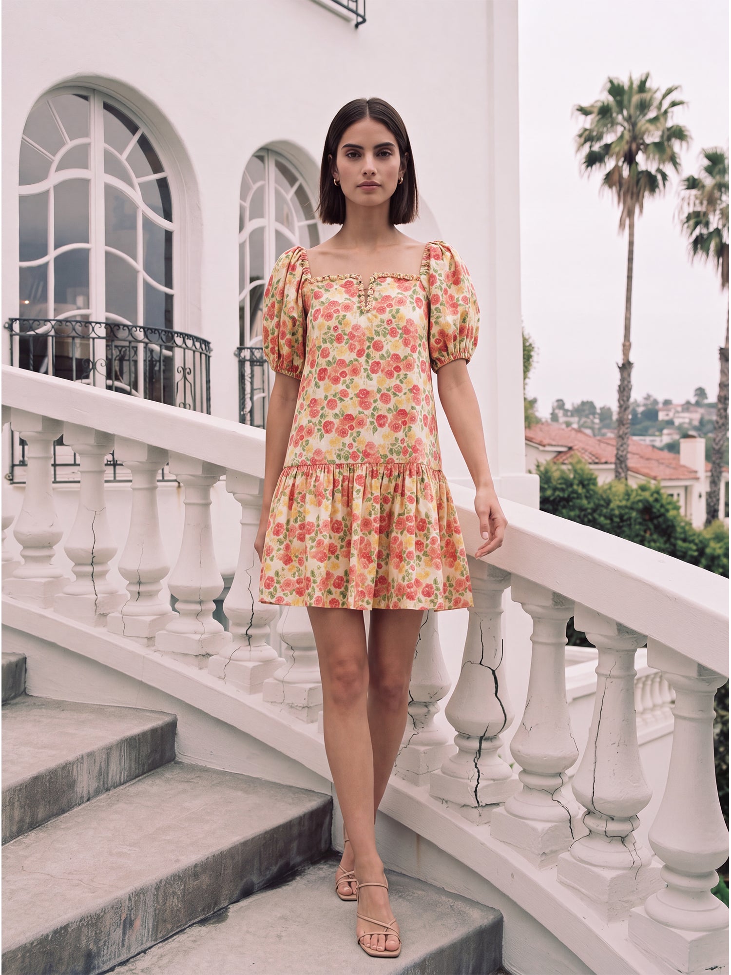 short dress with puff sleeves White Puffy Puffy Dressesforparty May be worn with any standard bra A-Line Puff Long Sleeves Short