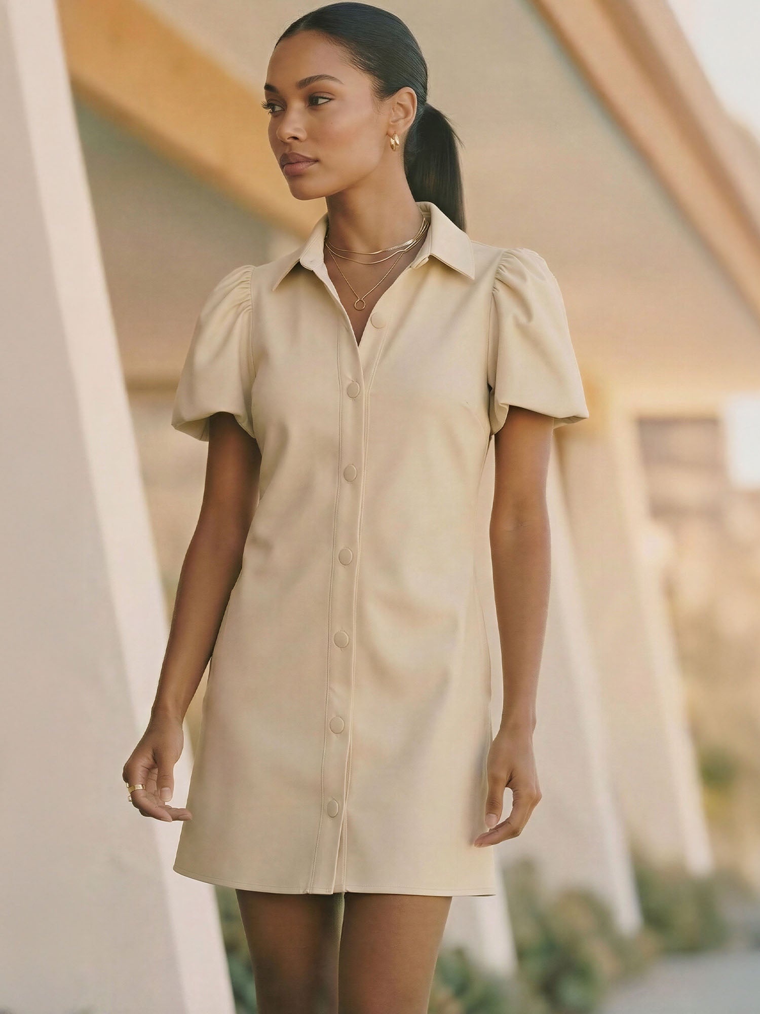 button up mini dress Short Sleeve Button Down Shirt Mini Dress - LARGE / BLUE