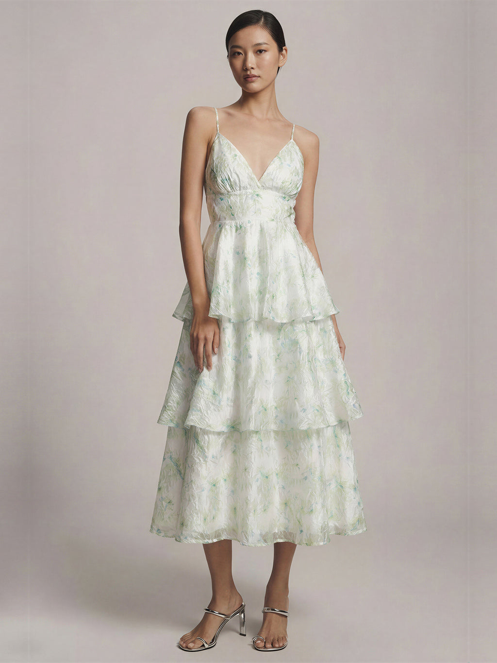 v neck tiered midi dress Ashlyn V-Neck Tiered Midi Dress