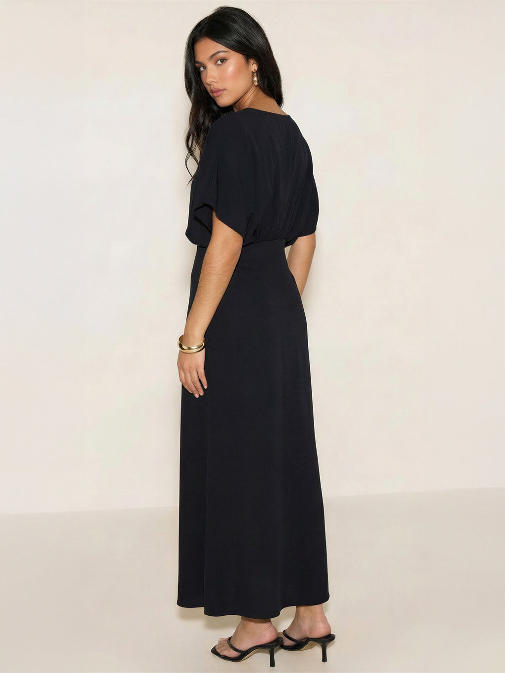 Short Sleeve Low V-Neck Maxi Dress – New York & Company