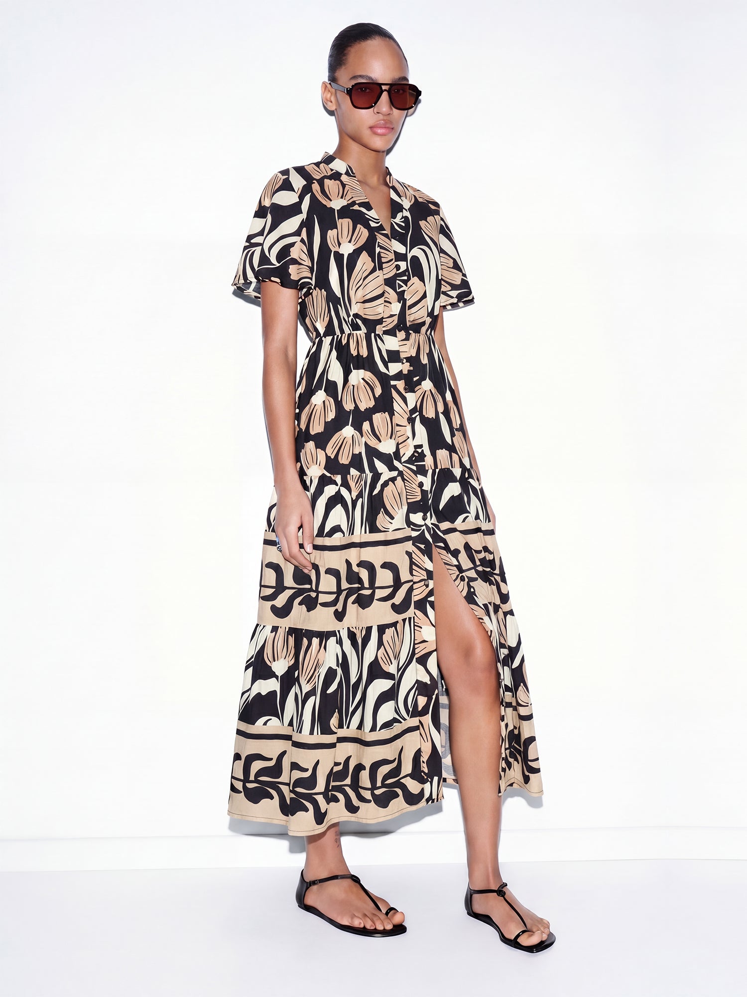 puff short sleeve midi dress Mosella Jacquard Puff Sleeve Midi Dress