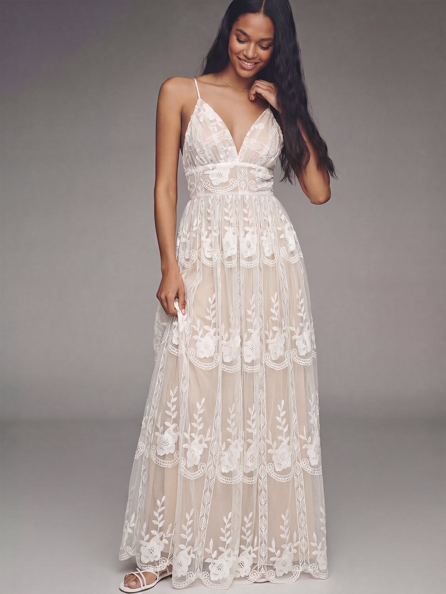 Cami Lace Maxi Dress - MEDIUM / White