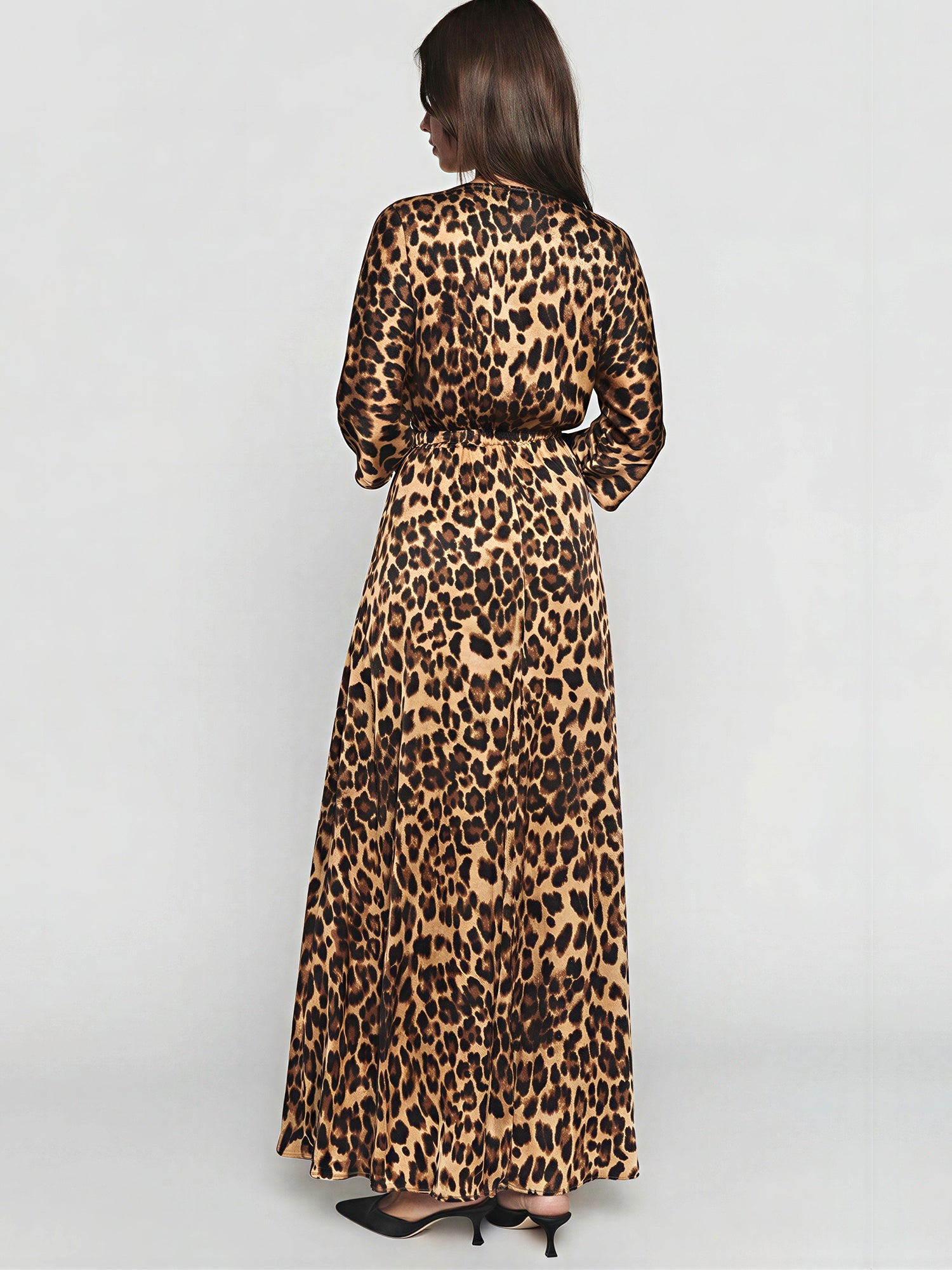 Short Sleeve Tie Front Side Cut Out Leopard Maxi Dress – New York & Company