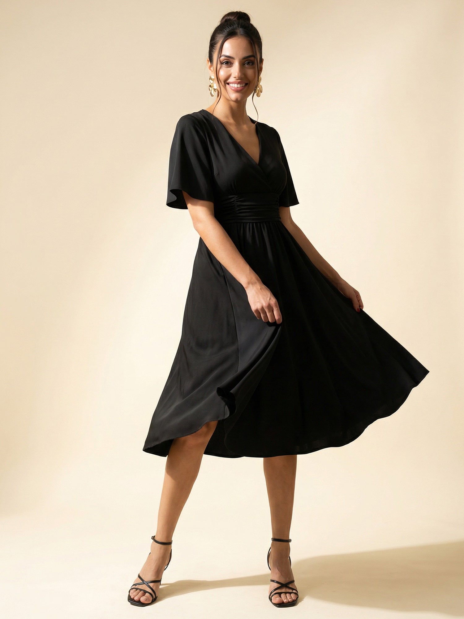 V-Neck Venetian Midi Dress New York & Company V-Neck Venetian Midi Dress New York & Company