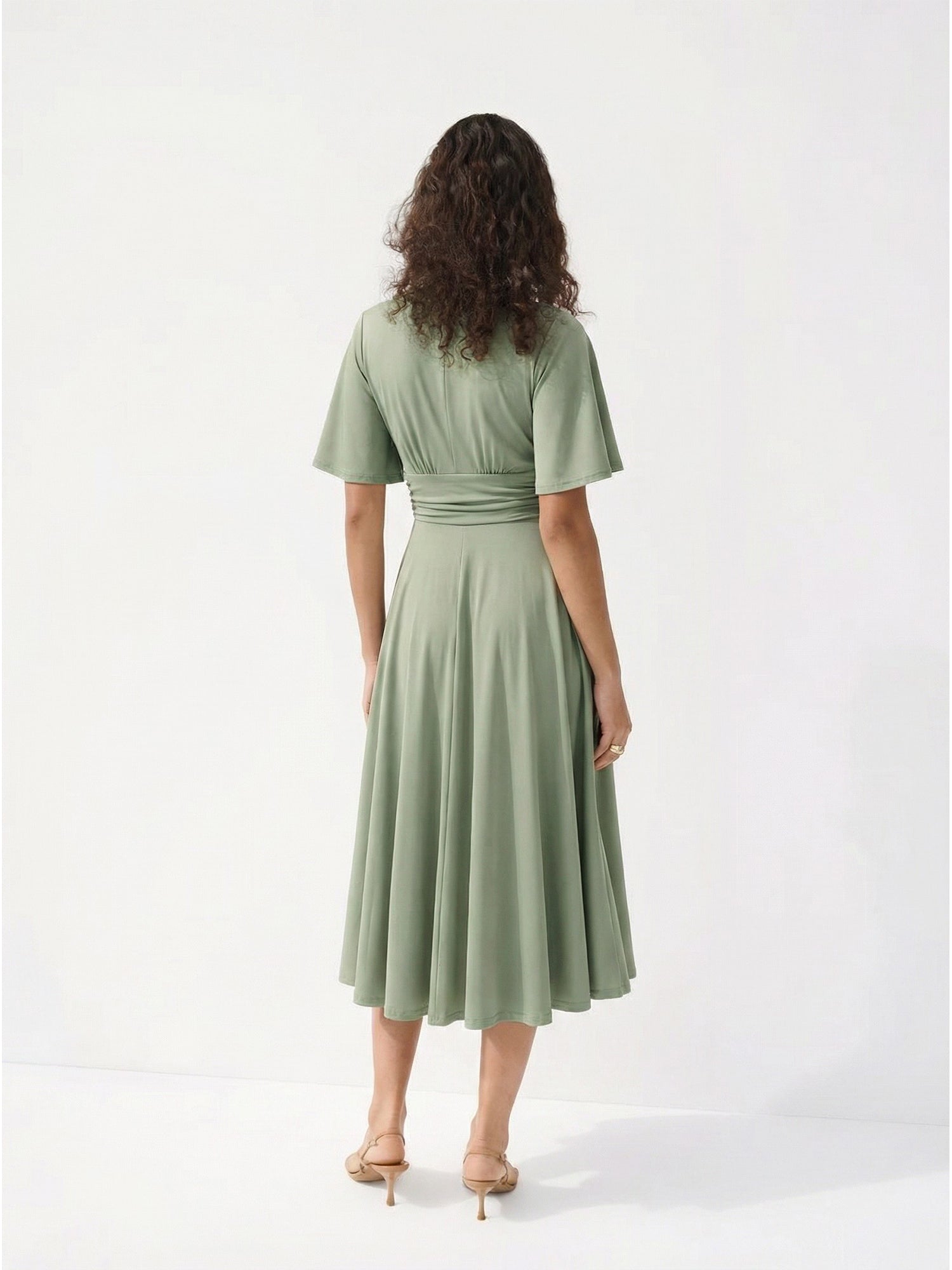 v neck midi dress V-Neck Venetian Midi Dress - SMALL / BLUE