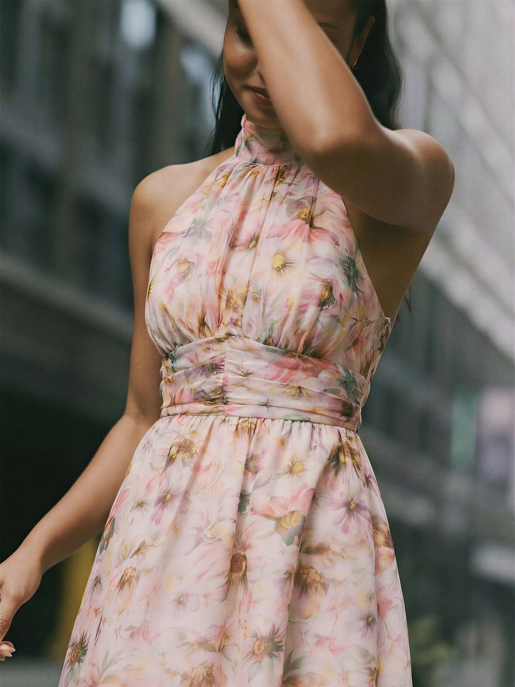 Floral Halter Chiffon Midi Dress – New York & Company