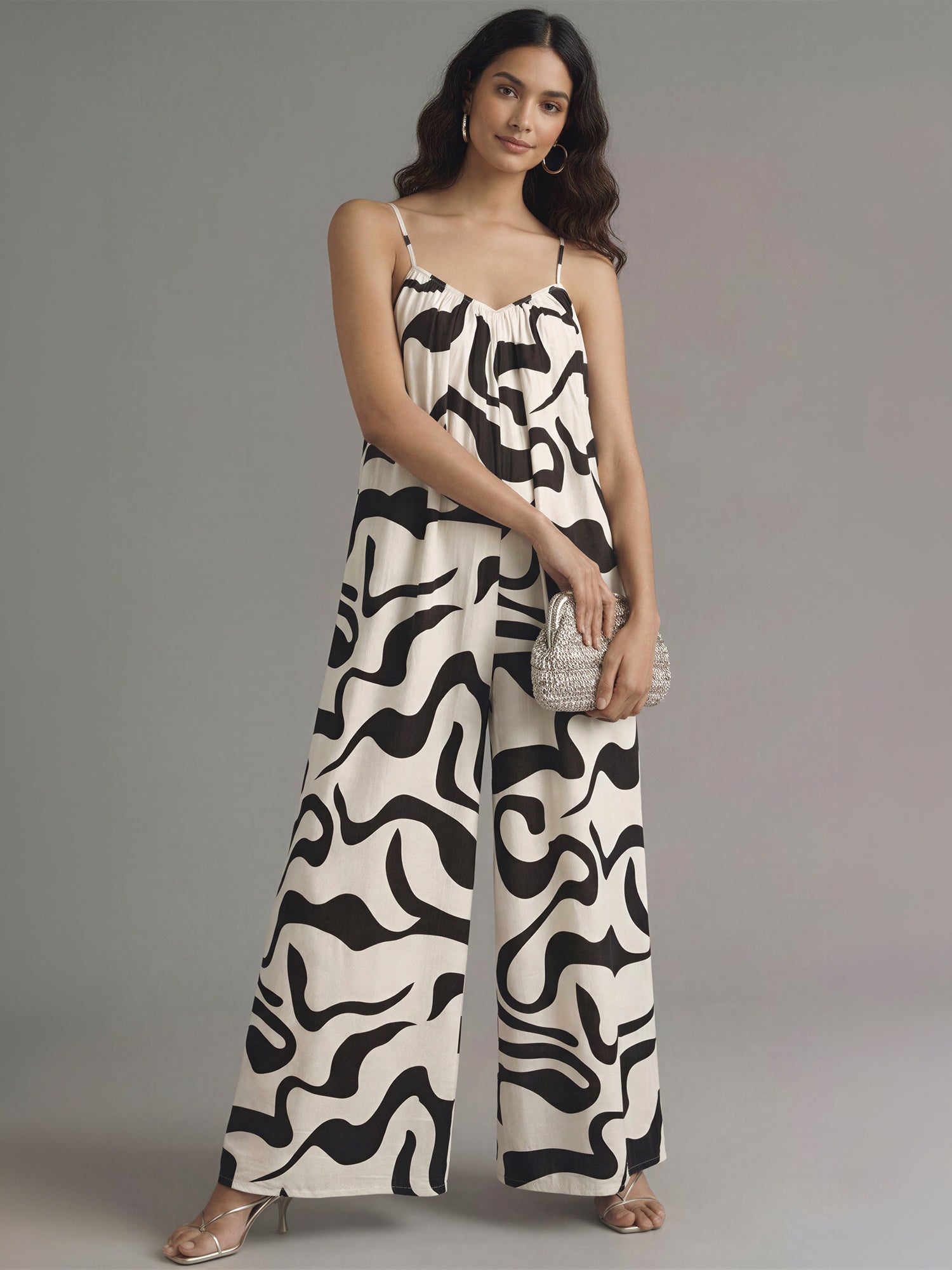 Sleeveless Abstract Print Wide Leg Jumpsuit – New York & Company